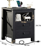 Joaxswe Night Stands with Charging Station Set of 2, Farmhouse Nightstand - Image 3