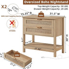 LEYAOYAO 31.5" Wide Rattan Night Stand Set 2 - Image 2