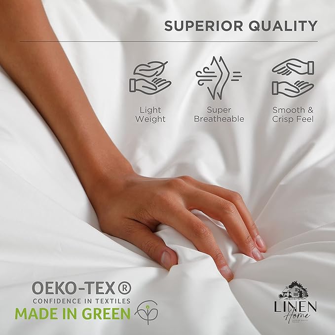 Linen Home 100% Cotton Percale Sheets Twin XL Size, Deep Pocket, 3 Pieces Set - Image 7
