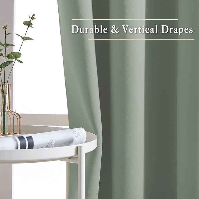 NICETOWN Sage Green Curtains 96 inches Long, Grommet Thermal Insulated Blackout - Image 5