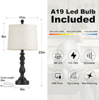 23'' Farmhouse Table Lamps for Living Room Set of 2 - Image 6