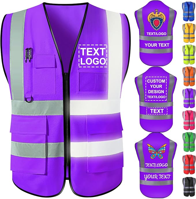 Custom Safety Vest with Logo for Men Women Personalized Class 2 High Visibility by Qingxily