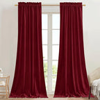 StangH Red Curtains for Living Room 42 inch Width Velvet Privacy Doorway by StangH