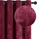 SMILETIME Burgundy Red Crushed Velvet Curtains 52x96 inch Luxurious Thermal - Image 2