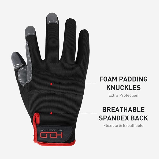HANDLANDY Work Gloves for Men & Women, Utility Mechanic Working Gloves Touch - Image 2
