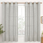 YoungsTex Light Grey Linen Curtains 68 Inch Length by YoungsTex