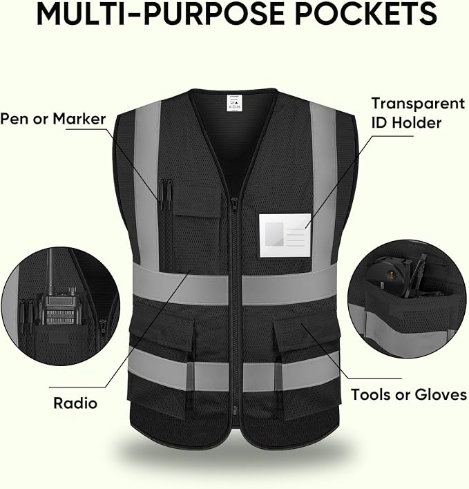 TICONN Reflective Safety Vest High Visibility Class II Mesh Vest - Image 4