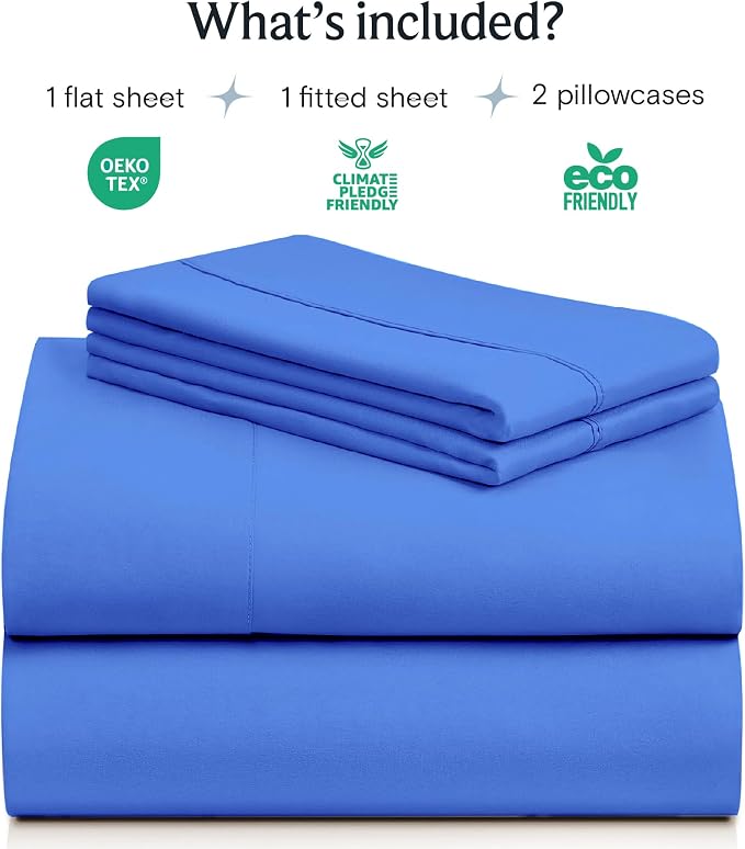LuxClub 4 PC Sheet Set Bed Sheets Deep Pockets 16" Eco Friendly Wrinkle Free - Image 2