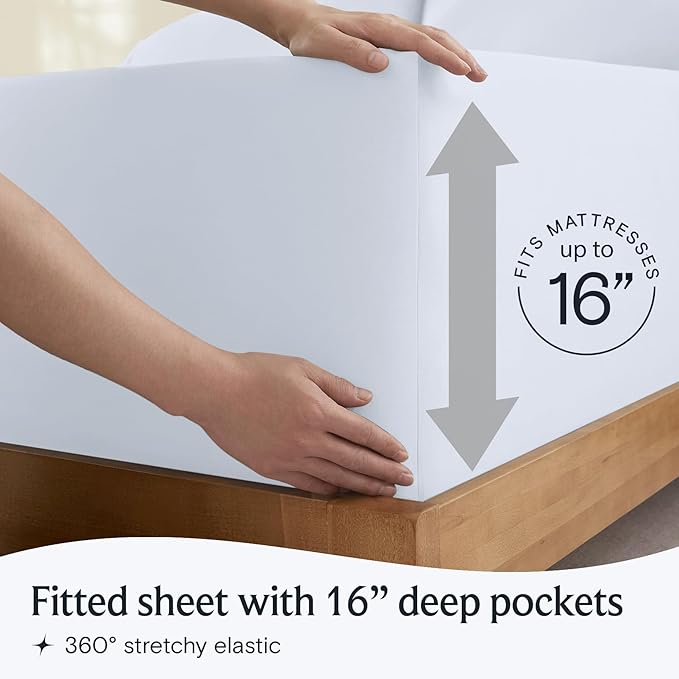 LuxClub 3 PC Twin XL Sheet Set, Deep Pockets Wrinkle Free Cooling Bed Sheets - Image 6
