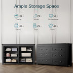 Dresser for Bedroom with 6 Drawers, Farmhouse Wood Chest of Drawers, Wide TV - Image 4