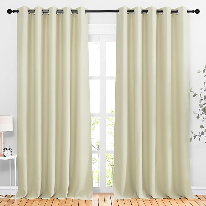 NICETOWN Room Darkening Beige Curtains 102 inches Long 2 Panels, Grommet by NICETOWN