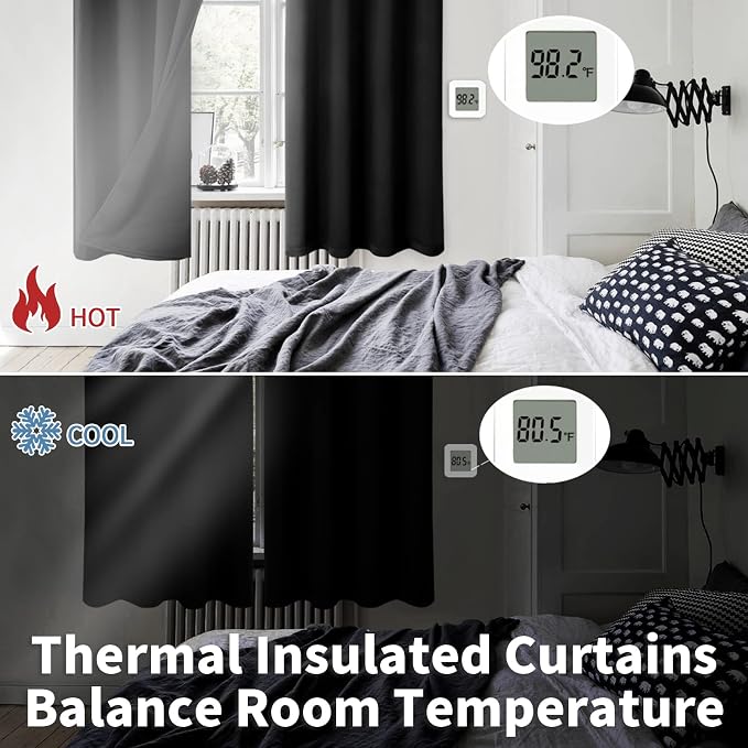 BGment Black Blackout Curtains 95 Inches Long 2 Panels Set - Image 4