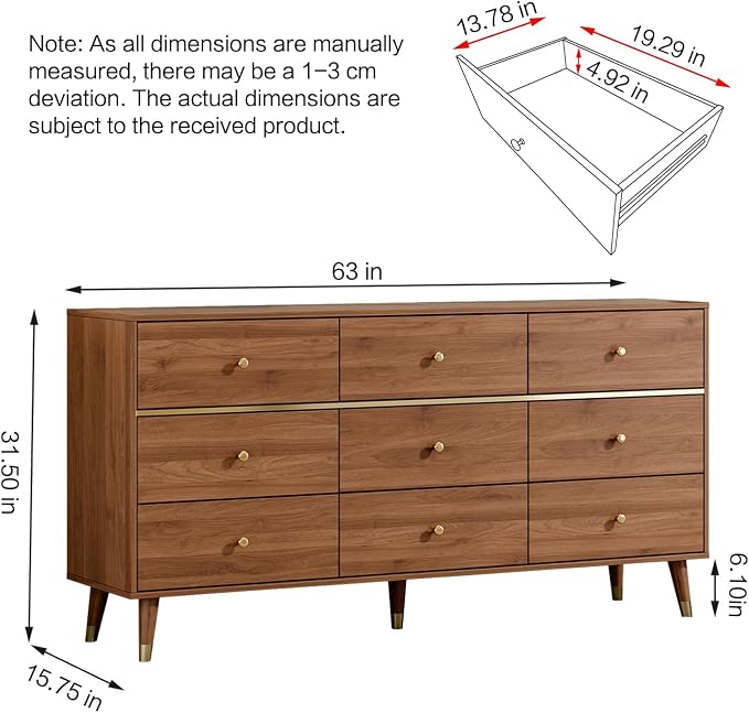 9 Drawer Dresser, Wooden Bedroom Drawer Dresser - Image 2