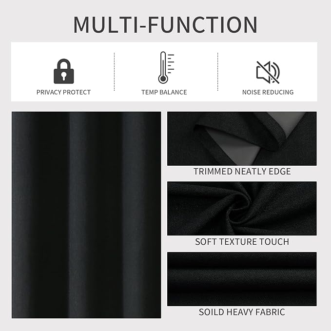 Joydeco Blackout Curtains 72 Inches Long 2 Panels Burg, Room Darkening Curtains - Image 4