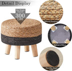 Wimarsbon Round Foot Stool Natural Seagrass Poufs Ottoman Hand Weave Footrest - Image 5