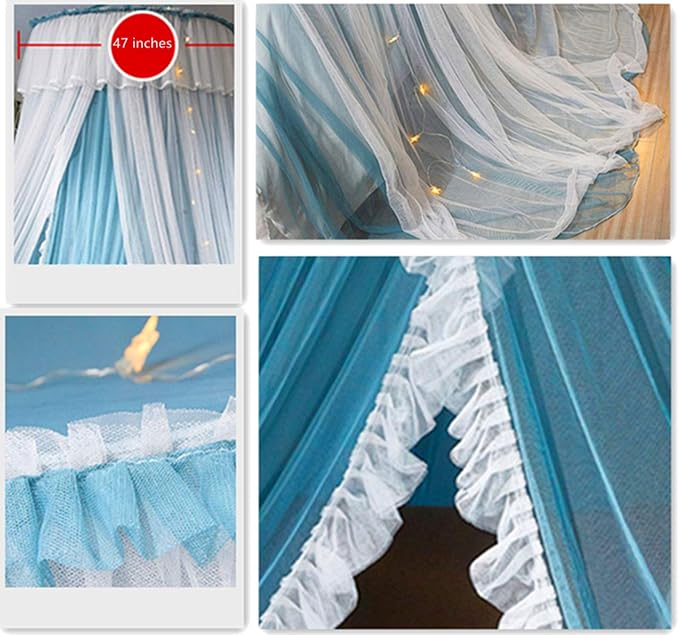 VETHIN Princess Bed Canopy for Girls, Bed Canopy Curtain- Double Layer Sheer - Image 5
