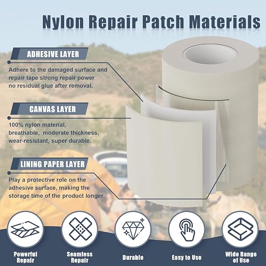 7.9x3.9 inch 12 PCS Nylon Repair Patch Nylon Repair Tape Self Adhesive Fabric - Image 3