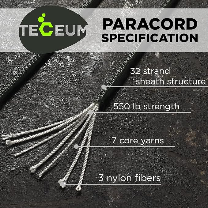 TECEUM 5/32" Paracord Rope 1000 – 1000ft / 200ft / 100ft / 50ft – Tactical - Image 2