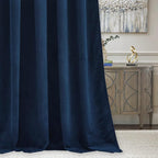 RYB HOME Navy Velvet Curtains 92 inches, Back Tab Soft Fabric Room Darkening - Image 6