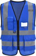 A-SAFETY Blue safety vests Reflective Safety Vest Hi Vis Bright Neon Color by A-SAFETY
