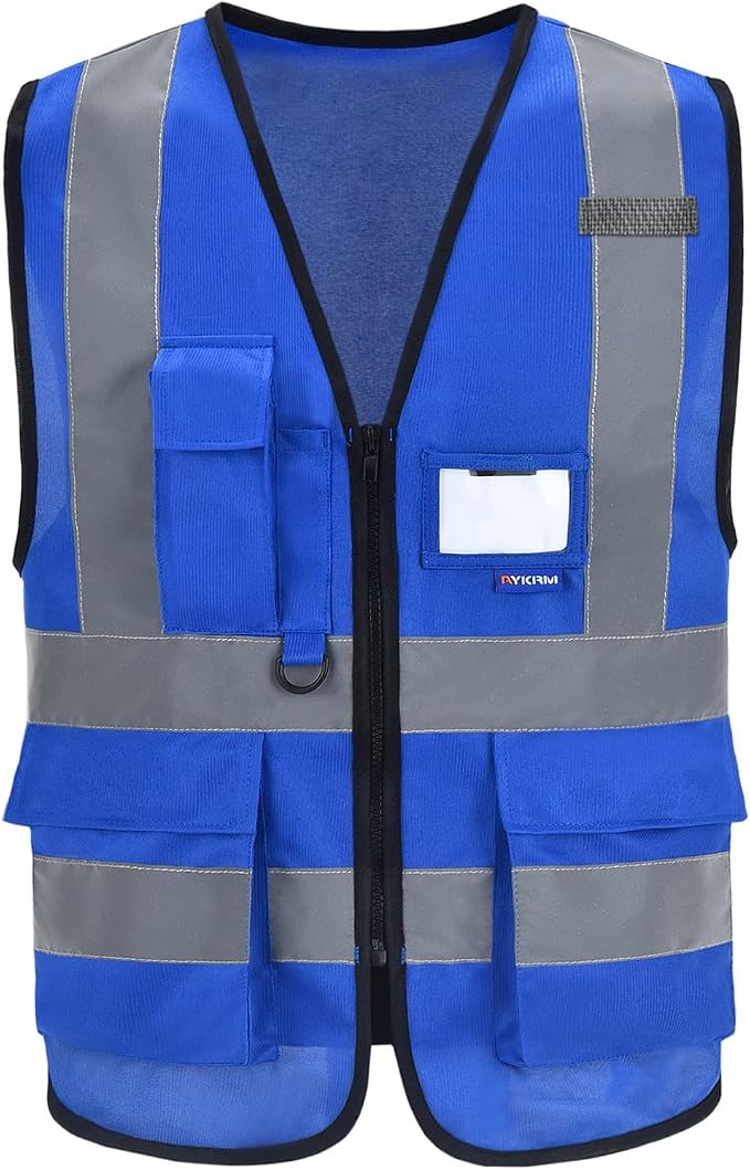 A-SAFETY Blue safety vests Reflective Safety Vest Hi Vis Bright Neon Color by A-SAFETY