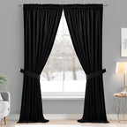 StangH Black Blackout Curtains 105 inches Premium Velvet Thermal Insulated - Image 2