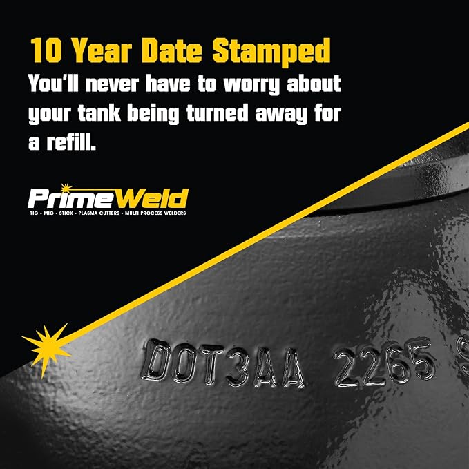 PrimeWeld 75% Argon 25% CO2 Bottle 125CF | DOT 3AA | USA CGA 580 Valve | Best - Image 3