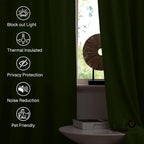 StangH Moss Green Velvet Drapes 90 inches Long, Luxury Room Darkening - Image 6