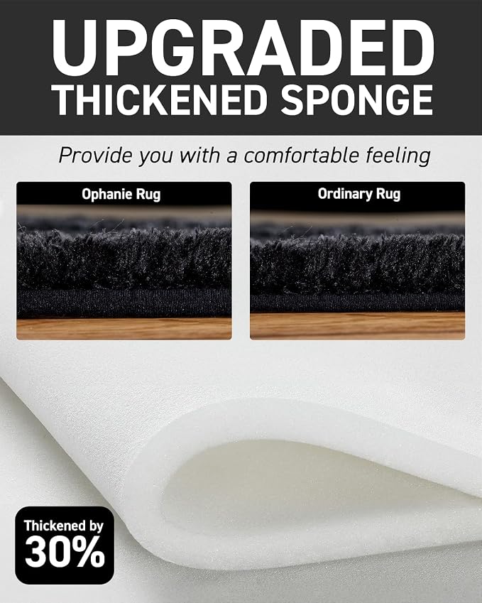 Ophanie 5x8 Rugs for Living Room, Charcoal Black, Large Fluffy Fuzzy Plush Shag - Image 4
