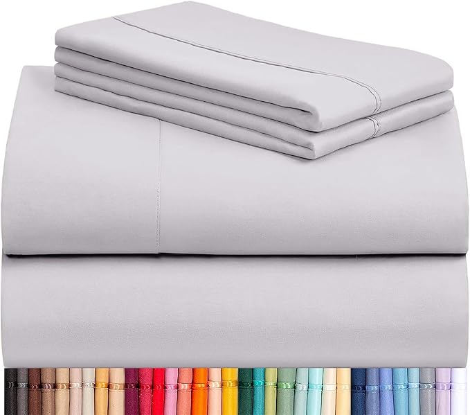 LuxClub 4 PC Sheet Set Bed Sheets Deep Pockets 16" Eco Friendly Wrinkle Free by LuxClub
