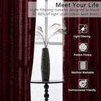 SMILETIME Burgundy Red Crushed Velvet Curtains 52x84 inch Luxurious Thermal - Image 4