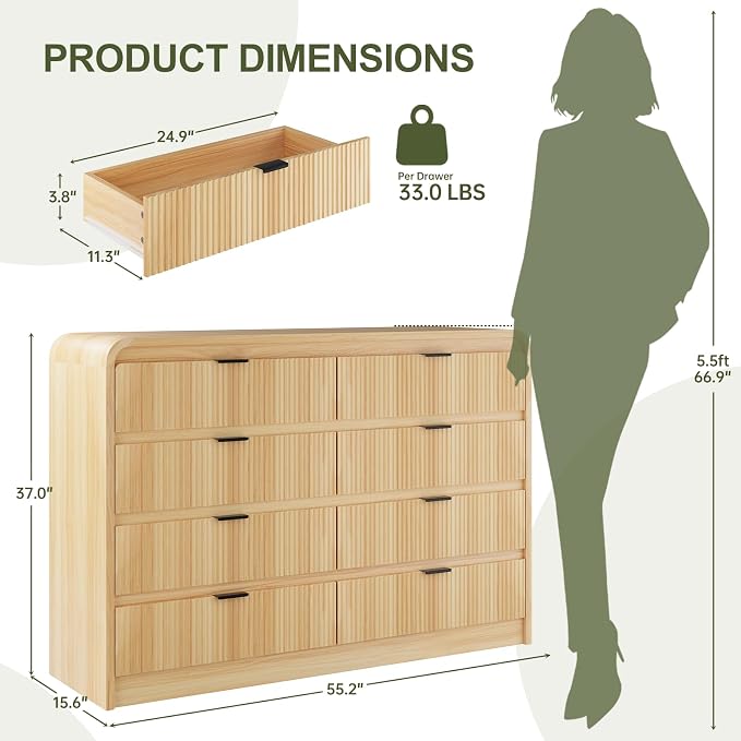 FURSUN Fluted 8 Drawers Dresser - Image 2