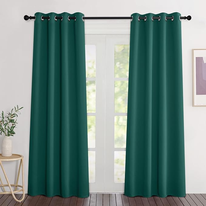 NICETOWN Blackout Hunter Green Curtains 84 inches Long, Grommet Room Darkening by NICETOWN