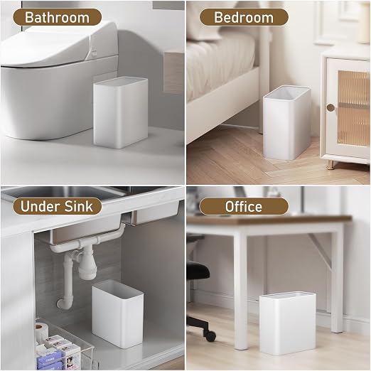 Veelesa Small Bathroom Trash Can 2.4 Gallon Wastebasket Slim Metal Garbage Can - Image 7