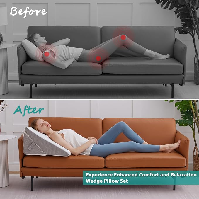 Bedluxe Wedge Pillow for Sleeping, Adjustable 9&12 Inch Foldable Bed Wedge - Image 3