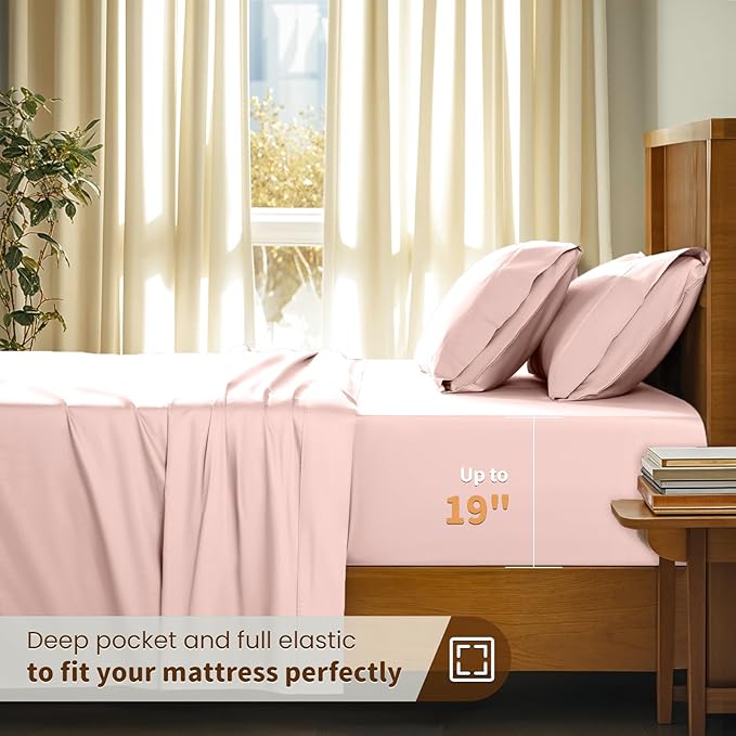 LBRO2M 100% Cotton Sheets Set Deep Pocket 19", 1000 Thread Count King Size 4 - Image 2