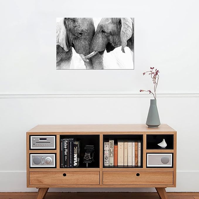 DZL Art D73069 Black and White Elephants Entwine Wall Art Canvas Painting Ready - Image 8