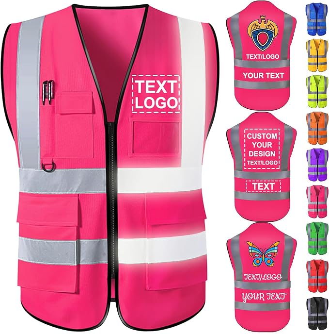 Custom Safety Vest with Logo for Men Women Personalized Class 2 High Visibility by Qingxily