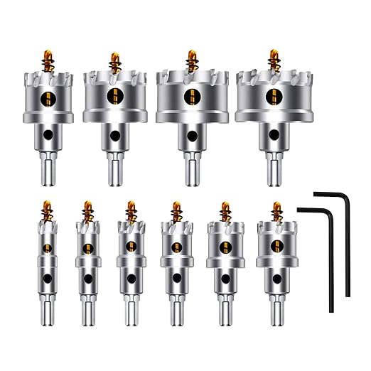 12Pcs TCT Hole Saw Kit for Hard Metal, 5/8" to 2-1/8”Inch Tungsten Carbide by GMTOOLS