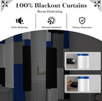 Blue Gray 100% Blackout Curtains 45 inch Length 2 Panels Set White Grey Modern - Image 3