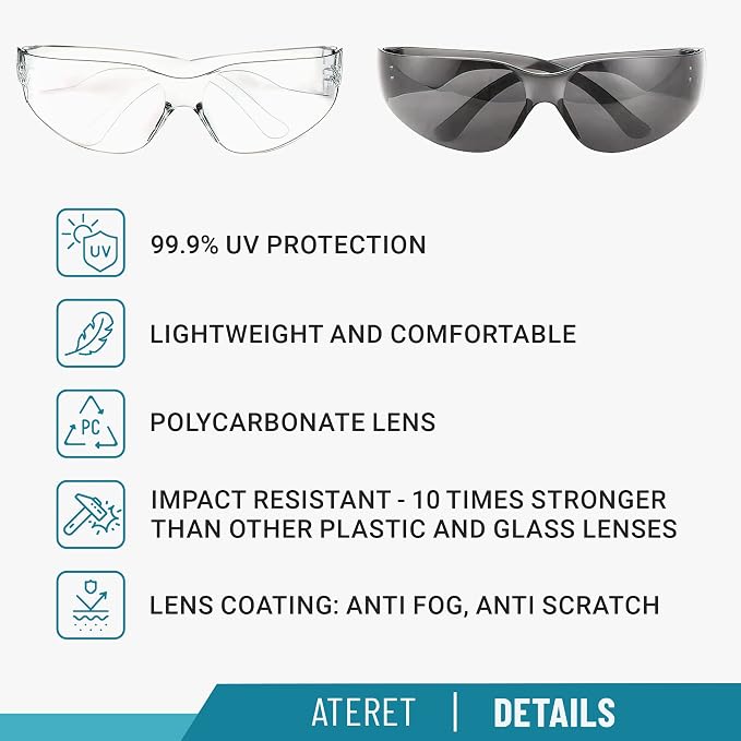 ATERET 300 Pairs Safety Glasses, Scratch Resistant Polycarbonate ANSI Z87.1 - Image 2