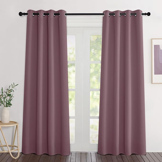 NICETOWN Dry Rose Blackout Curtains 84 inch Length 2 Panels, Grommet Thermal by NICETOWN