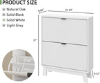 Shoe Cabinet with 2 Flip Drawers, Hidden Slim Wooden Shoe Rack Cabinet - Image 2