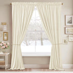 StangH Super Soft Velvet Curtains Ivory White Nursery Girls Bedroom Privacy - Image 2