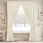 StangH 42 inch Velvet Curtains 2 Panels Set Ivory White Light Dimming Window - Image 2