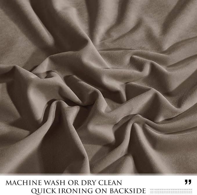 StangH Taupe Velvet Curtains Luxury Thermal Insulated Window Drapes Thick Heavy - Image 7