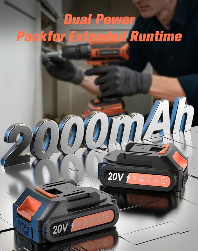Cordless Drill, 20V MAX Power Drill Set - Image 3