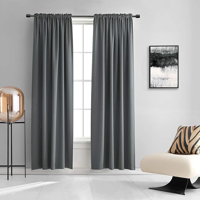 DONREN Medium Grey Blackout Curtains by DONREN