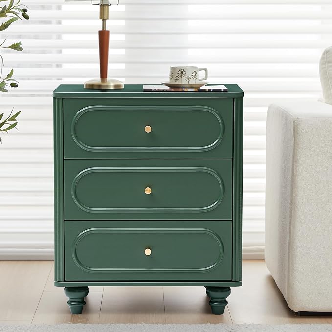 3 Drawer Fluted Dresser for Bedroom, Mid Century Modern Chest of Drawers - Image 3