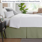 Twin Bed Skirt, Luxury 12 Inch Drop Sage Pleated Bed Skirt, Double Brushed - Image 4
